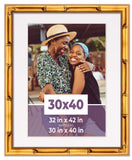 30x40 Frame Gold Bamboo With White Picture Mat For 30x40 Photo - Gold Bamboo 32x Model