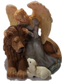 Rare Statue Ornament Sculpture Figurine  Feature Display angel with lion, collec Model
