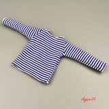 1/6 Blue Striped T Shirt Model Fits for 12