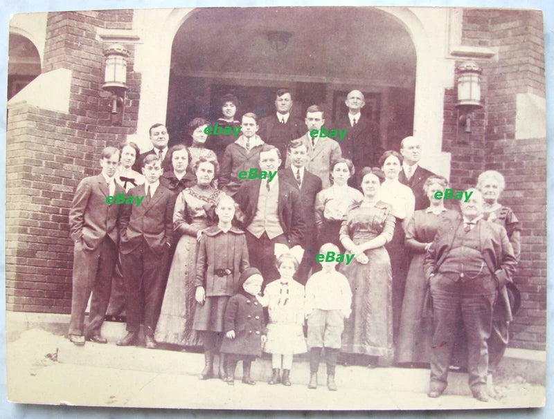 Marshall T Reeves Family Gathering Antique Photo Print on board Columbus Indiana Model