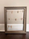Rustic Gray Wood Framed French Memory Board Wall-Mounted Photo Holder Clips Model
