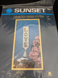 1984 Vintage Sunset Cross Stitch Kit 2998 Love 14" Banner Sealed Model