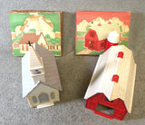 2 Vintage Plasticville O/S Scale Building Kits in Original Boxes - Barn + Church Model