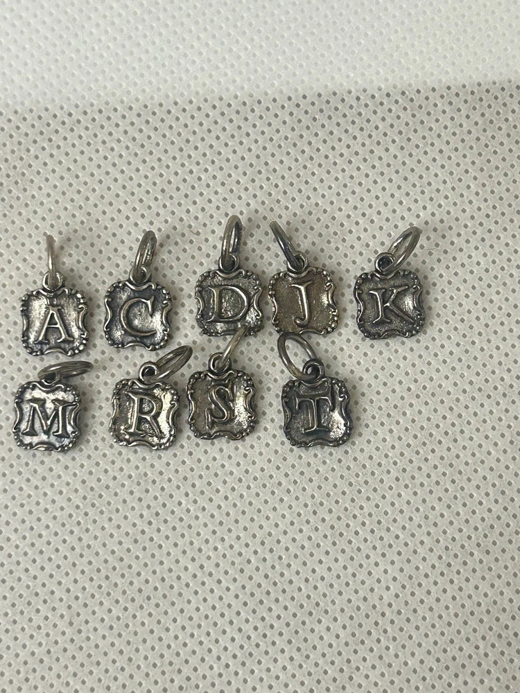 Waxing Poetic Charm Sterling Silver Tiny Crest Insignia Initial Charms