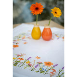 Vervaco stamped cross stitch kit tablechloth "Lavendel und Feldblumen", 80x80cm, Model
