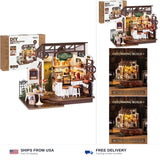 Rolife Coffee Shop DIY Miniature House Kit with LED Light Model