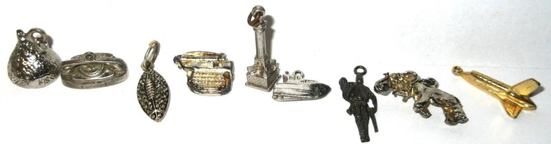 Vintage   Silver Charms For  Bracelet Lot  One marked, one gold tone Charms
