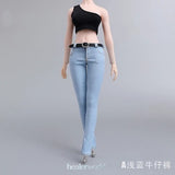 1Set 1/6 Female Soldier Tank Top Jeans Belt For 12