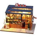 DIY Miniature House Kit with LED Light,Japanese Style Dollhouse Miniature Hou... Model