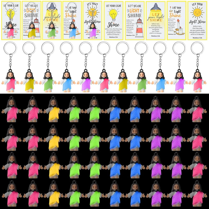 50 Set Mini Jesus Keychain Bulk Glow in the Dark Little Jesus Figurines Religiou Model