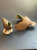 2 Miniature Mallard Ducks Plastic Doll House Fairy Garden Diorama Mini Display Model