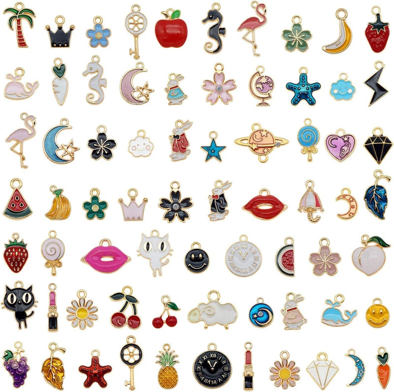 30Pcs Mixed Enamel Charms Pendants for Jewelry Making Bulk Lot Necklace Earrings Charms