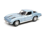 1963 Chevrolet Corvette Light Blue Diecast 1:24-1:27 Scale Model Welly 24073LTBL Model