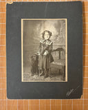 ANTIQUE PHOTOGRAPH CHILD & COCKER SPANIEL DOG~BOARD MOUNTED PHOTO~SALINA KANSAS Model