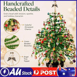 DIY Beaded Christmas Tree Craft Kit with LED Lights Tabletop Ornament Decor Model