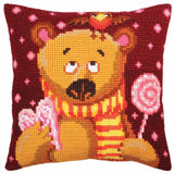 CdA stamped cross stitch kit cushion "Candy Teddy" 5394, 40x40cm, DIY Model
