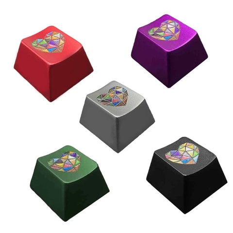 Original Profile Aluminium Alloy Keycap for Gamers and Typists, Colorful Heart Model