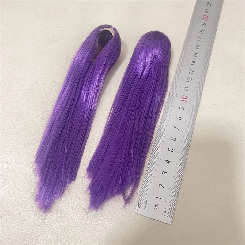 1/6 Scale Purple Straight Wig Hair Model Fits for 12" Action Figure Soldier Head Model