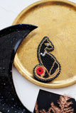 DIY Jewelry Making Beading Kit Lady Cat Brooch Bead Embroidery Needlepoint Model