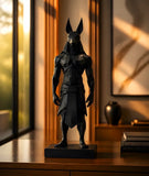 Egyptian Black Anubis Jackal-Head Statue Figurine on Base, Ownership History NA Model