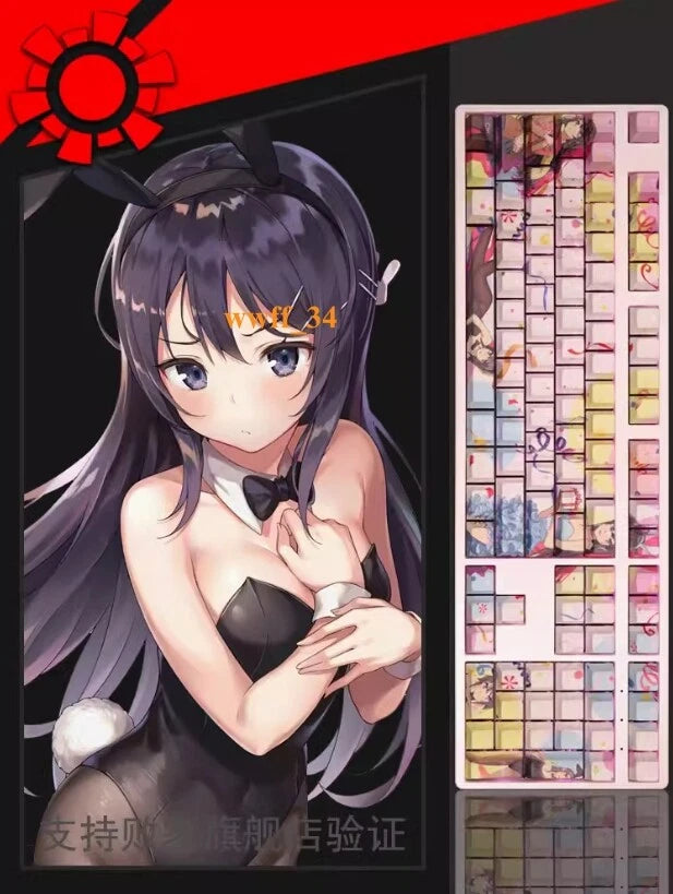 Sakurajima Mai 108 Keys Keycap Button PBT Cherry MX Sublimation Gift For Keypads Model