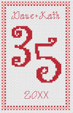 Coral Wedding Number Anniversary Cross Stitch Card Kit or Pattern by Florashell Model