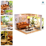Miniature Dollhouse Kit DIY with Furniture Dust Cover Assembly Required Model