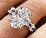 6.50Ct Oval-Cut EF Lab Grown Diamond Hidden Halo Bridal Ring Set 14K White Gold Charms