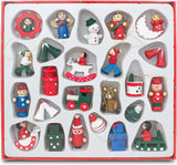 BRUBAKER Wooden Christmas Tree Ornaments - 24 Pieces - Hand-Painted Figurines Model
