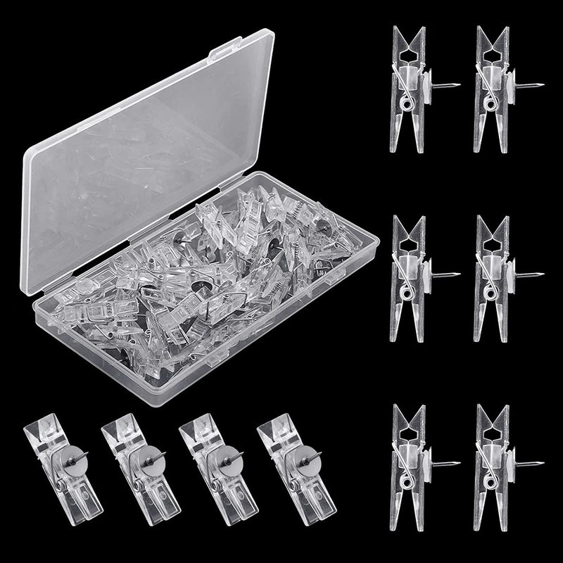 50 Pieces Push Pin Clips for Cork Board Plastic Pushpin Tacks Thumbtacks Clothes Model