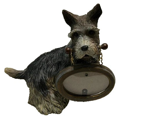 Miniature Schnauzer Dog Photo Frame Figurine ¨C Oval Picture Holder ¨C Resin Dog C Model