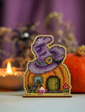 Cross-Stitch Kit Witch's house on Perforated Plywood Base DIY Embroidery Model