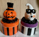 Johanna Parker Style Halloween Ceramic Trinket Box Set Pumpkin Ghost Jar New Model