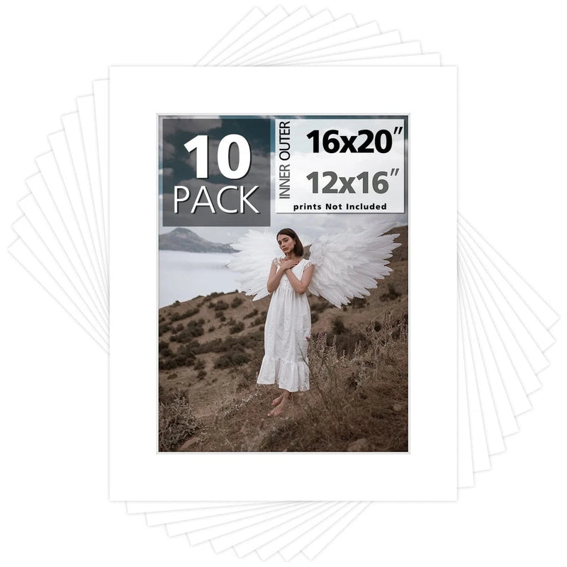 Mat Board Center Pack 10 16x20 For 12x16 White Photo Picture Mats Acid Free Model