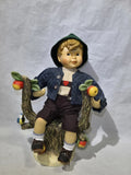 Goebel MI Hummel Apple Tree Boy 13" Porcelain Doll Figurine Tree Base Box 52294 Model