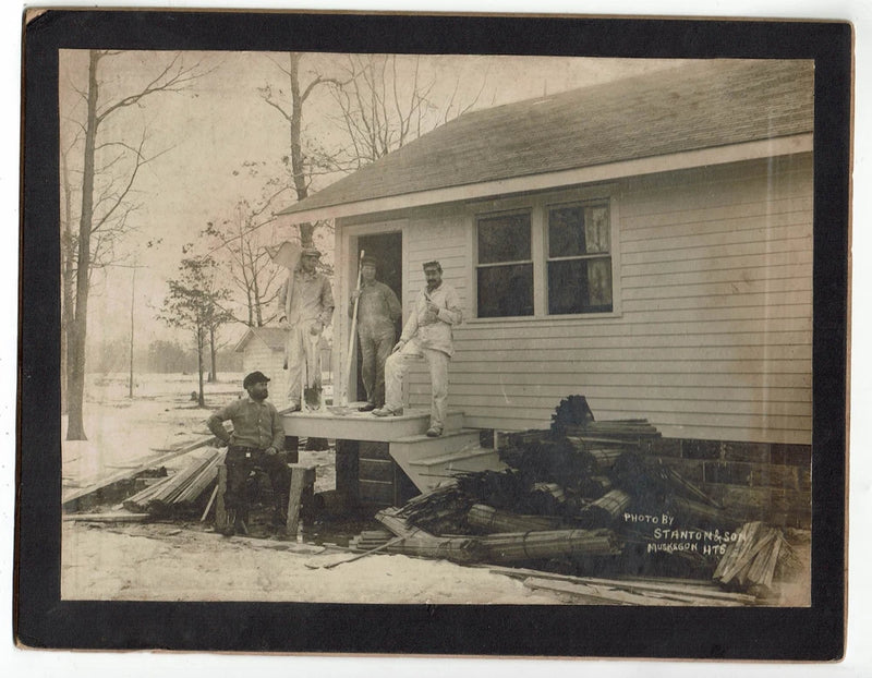 Muskegon Heights, MI 5 x 7 matted photo - Plasterers with Tools and lath boards Model