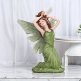 7"H Green Fairy with Dove Figurine Ornament Home Decor Unique Gift Model