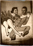 1940s Carnival Cutout Photo Couple Posing Painted Backdrop Model