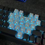 21-Key Silver Butterfly Heart-Engraved Transparent Keycaps Original Height Model