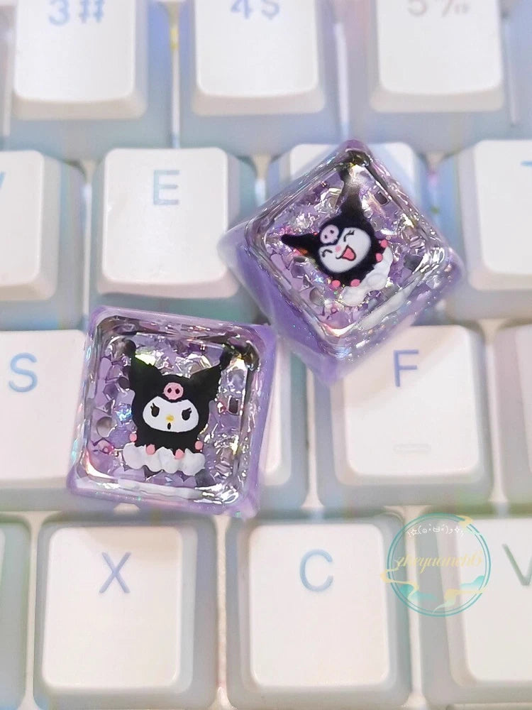 Cartoon Anime Kuromi Keycap Resin Cute Fashion Birthday Gifts Color Purple Pink Model