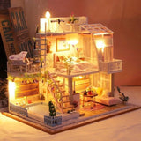 DIY Mini Wooden Toy Miniature Dollhouse Kits Model Small Building House Gift Model