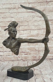 Signed American Indian Warrior Bronze Sculpture Art Figurine Statue Figure Art Model