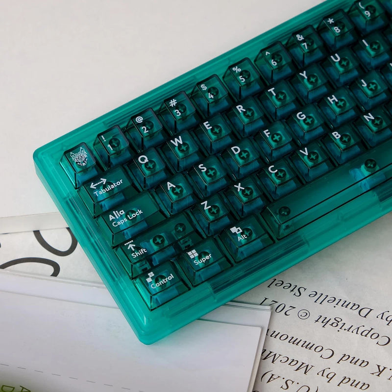 114 Keys Green Transparent Keycaps PC Cherry Profile Clear Keycaps Set Model