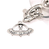 Silver I Want to Believe Alien Ship Charms, 21x31mm - US Seller Charms