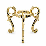 Ring on Three Legs Gold Tone Metal Egg Sphere Stand Holder Display Model