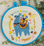 Blue Llama Counted Cross Stitch Kit on Canvas | A Perfect Gift Model
