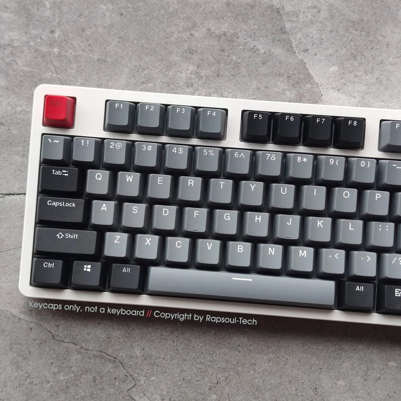 Black Grey Red Doubleshot PBT 104 Keycap set for Cherry MX Mechanical Keyboard Model