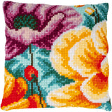 Vervaco stamped cross stitch kit cushion "Popies", 40x40cm, DIY Model