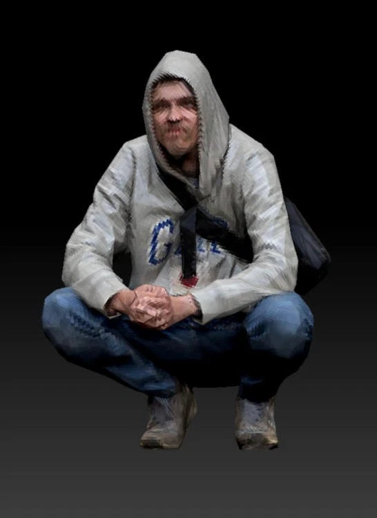 1/18 Diorama Squatting Hoodie Man Scene Prop Miniatures Figure Model For Car Toy Model
