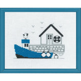 Permin counted cross stitch kit "Blue boat", 18x14cm, DIY, 13-7125 Model